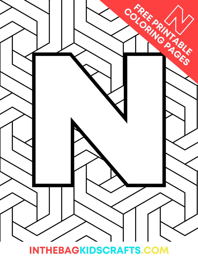 Alphabet Coloring Pages for Kids  letter N 