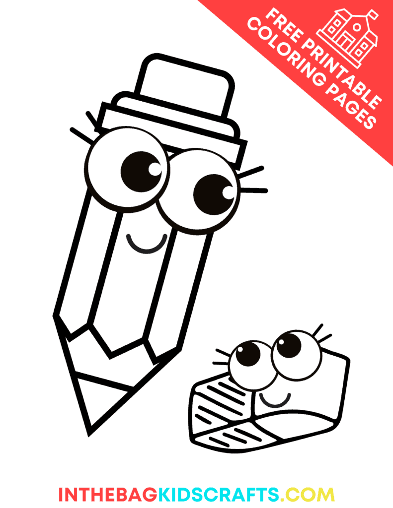 pencil and eraser coloring page 