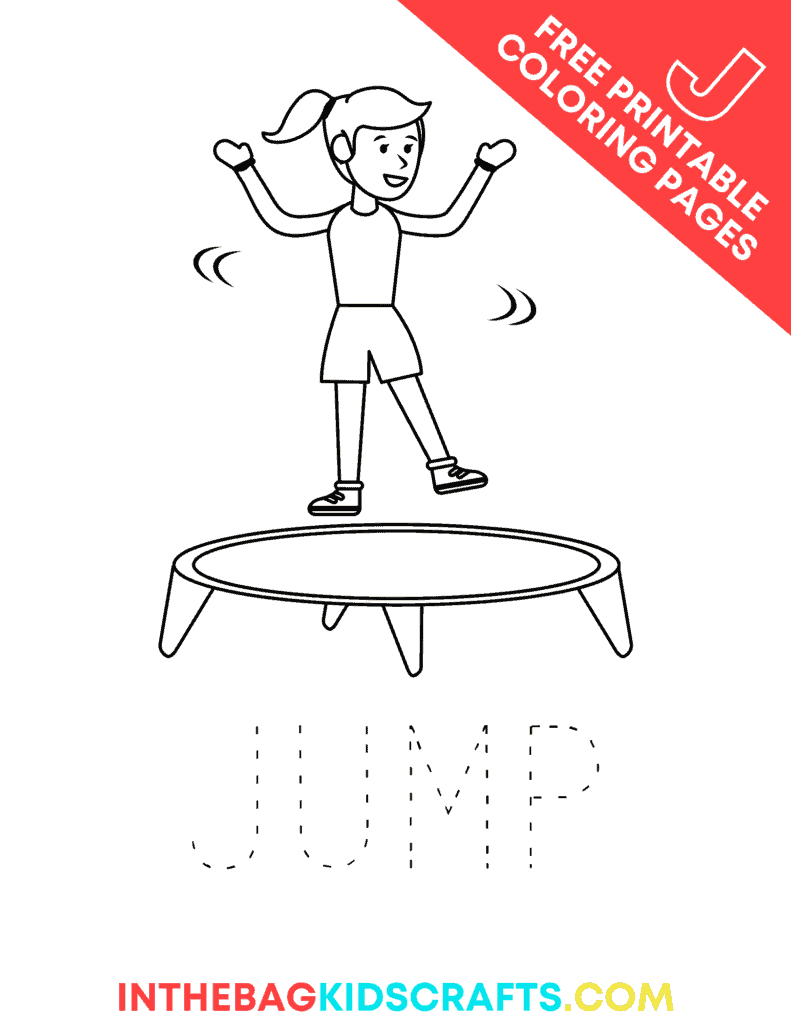 J is for Jump coloring page 