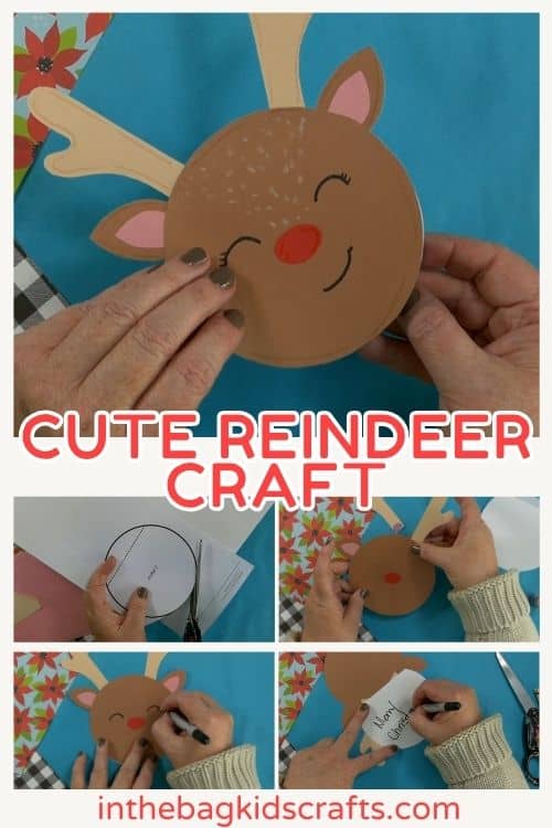 A DIY reindeer card featuring a fun and festive design, perfect as a Christmas card or Christmas craft for kids to create their own personalized holiday greetings.