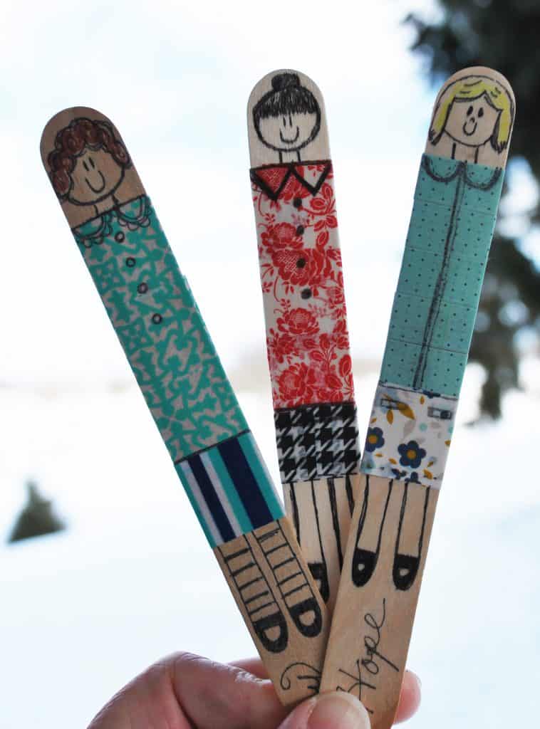 Popsicle Stick Dolls with Washi Tape