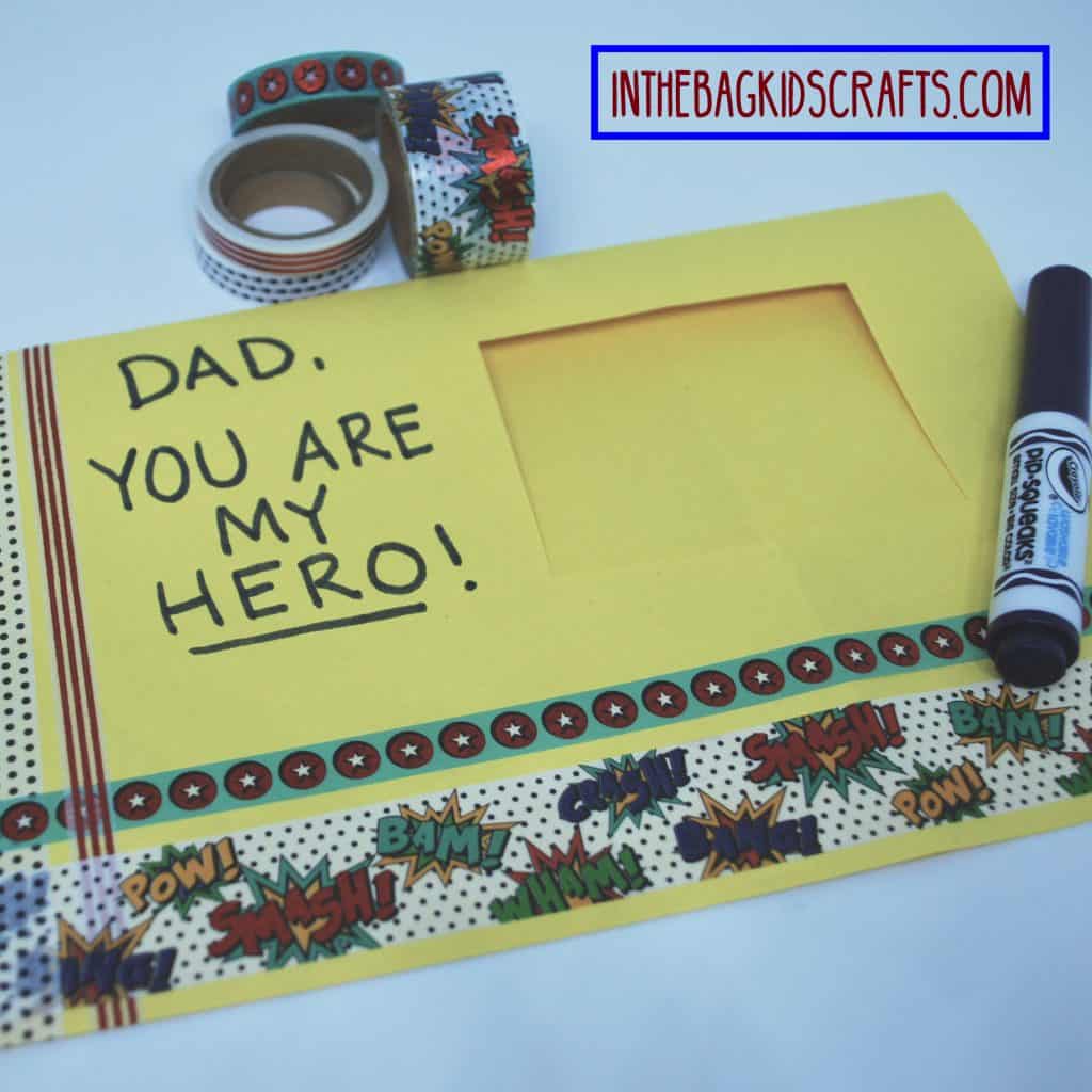 father's day easy kids' craft: super hero card step 6