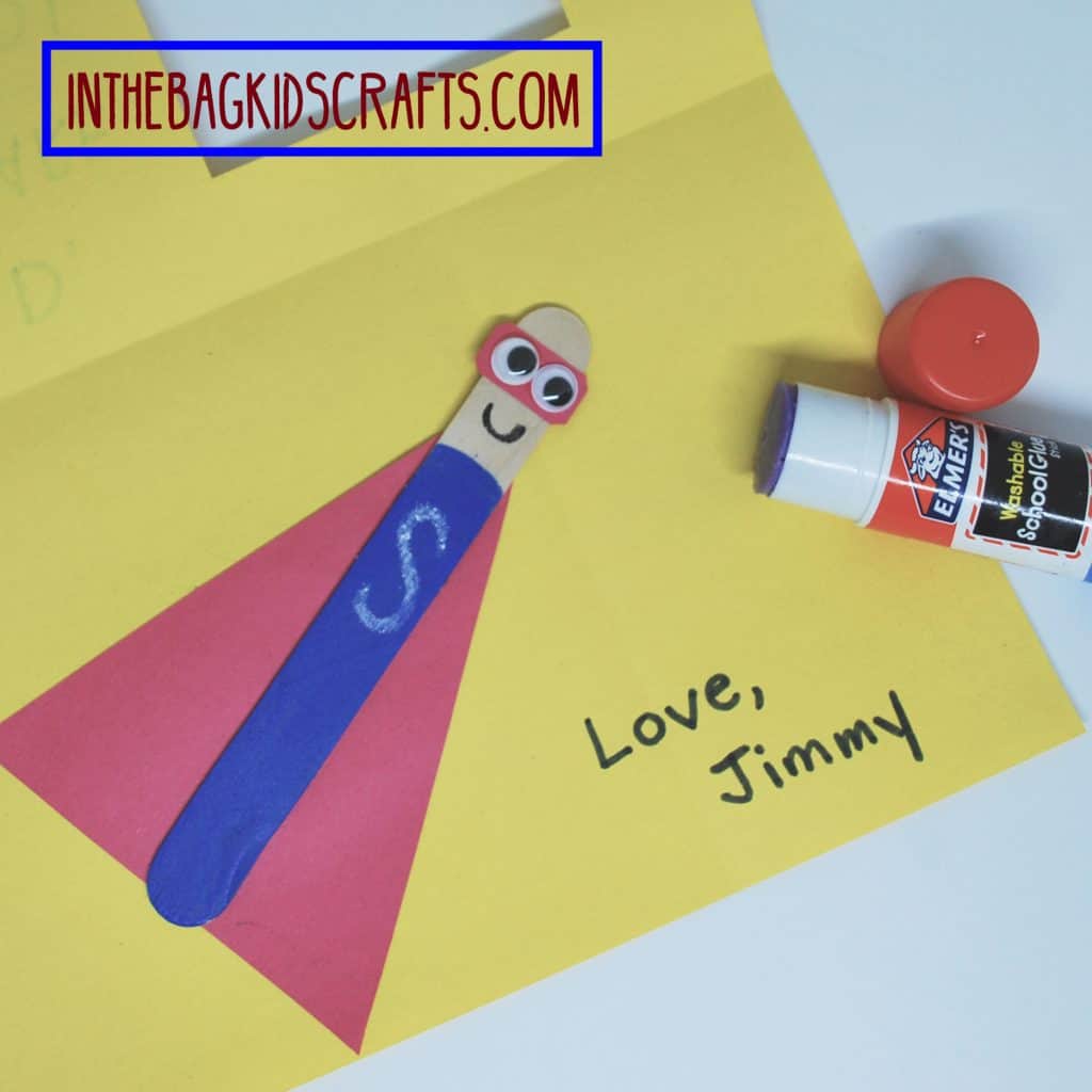father's day easy kids' craft: super hero card step 7