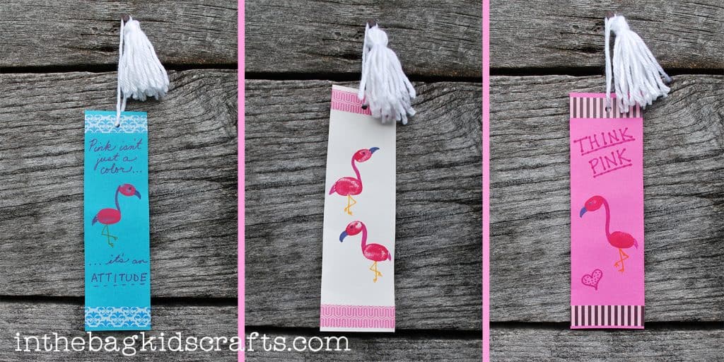 Easy Kids' Craft Fingerprint Flamingo Bookmark 