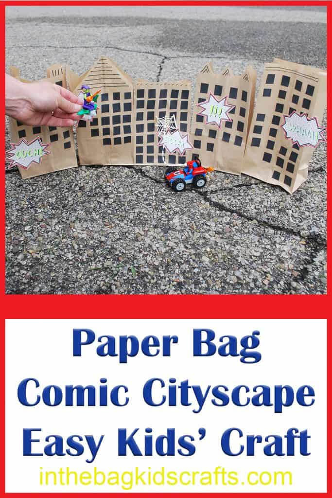 Comic Book Themed Paper Bag City Craft 