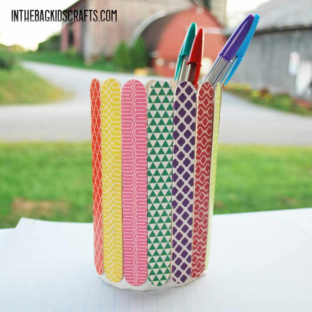 popsicle stick kids craft pencil holder