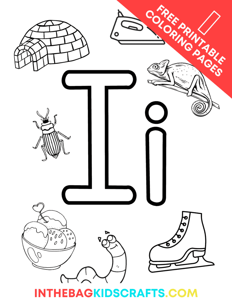 Letter I coloring page printable 