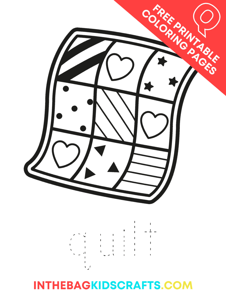 Q is for Quilt coloring Page FREE Printable Letter Q Coloring Pages for Kids 