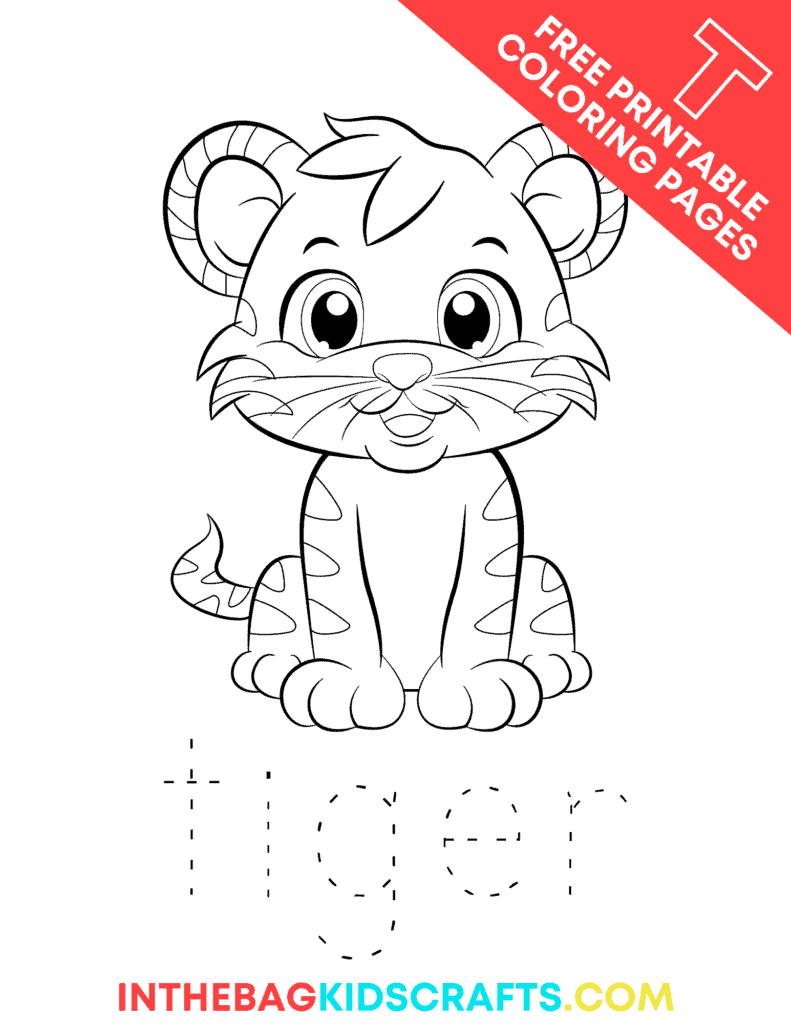 T is for Tiger Letter T coloring pages for kids 