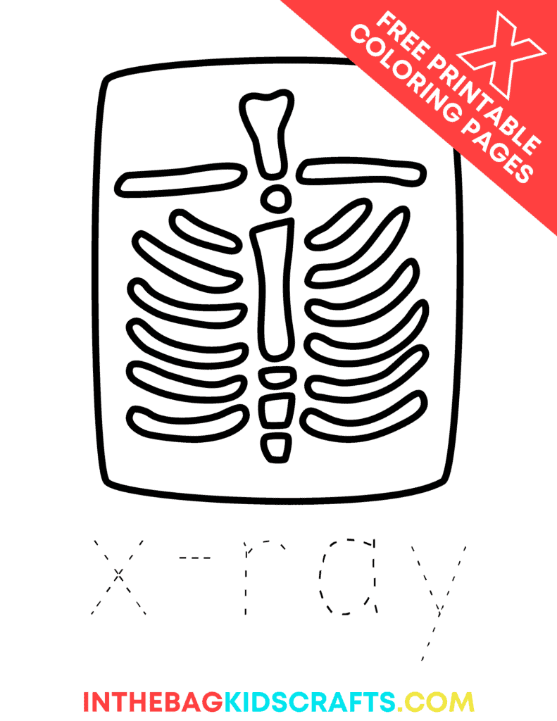Letter X Coloring page x is for x-ray 