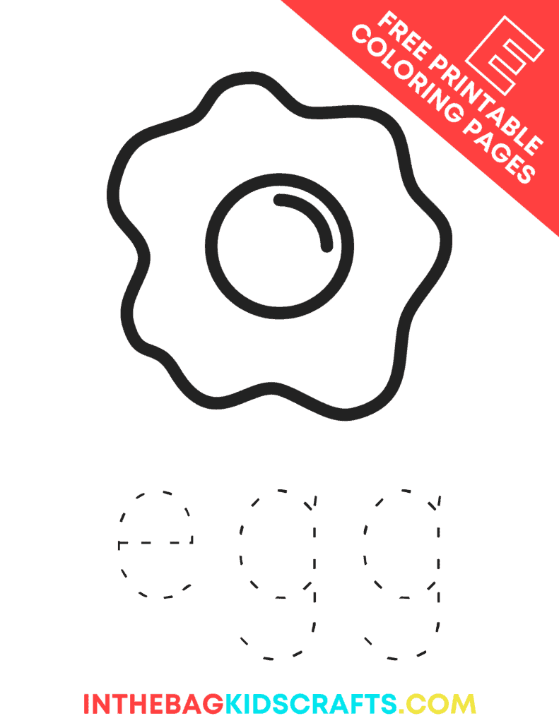 E is for Egg coloring page 