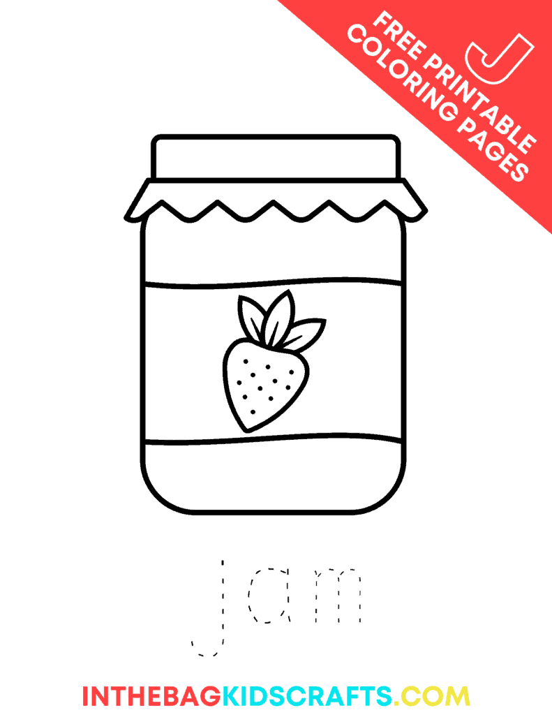 letter j coloring page for kids j is for jam 