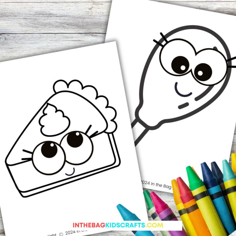 A set of free coloring pages featuring Thanksgiving-themed designs, ideal as a preschool craft for kids to enjoy and practice fine motor activity skills.