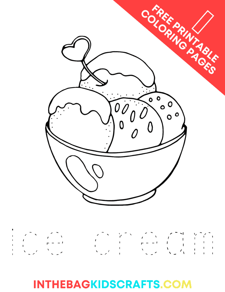 I is for ice cream coloring page 