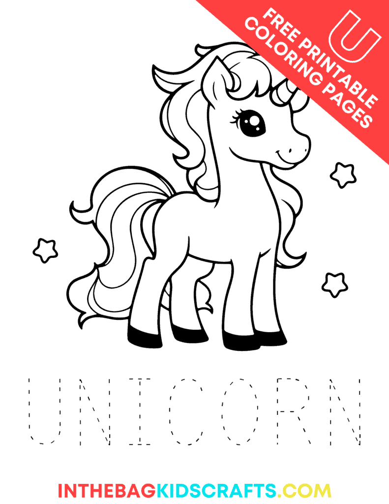 Letter U coloring pages U is for unicorn 