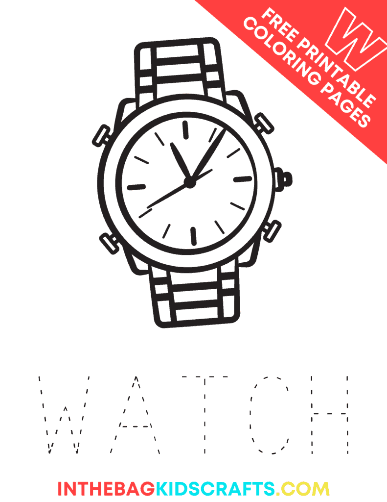 Free printable Letter W coloring pages W is for watch coloring page 