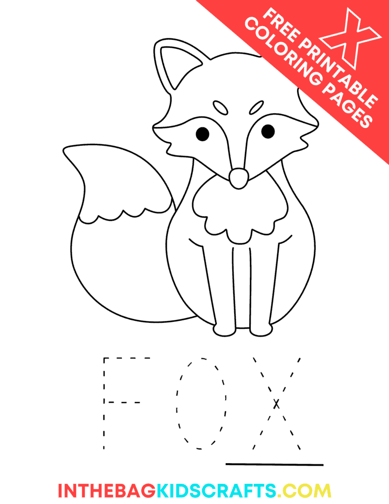 Letter X Coloring Page  X is for Fox 