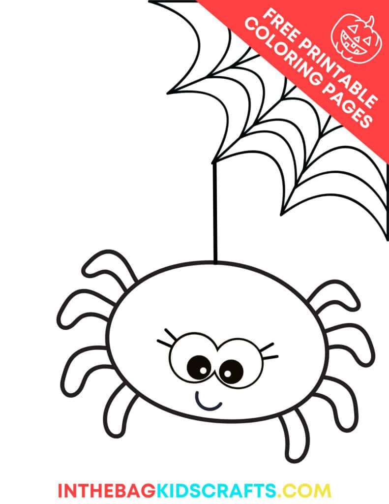 An image showing Halloween craft-themed, free printable coloring pages designed as a fun preschool craft and fine motor activity.  spider coloring page