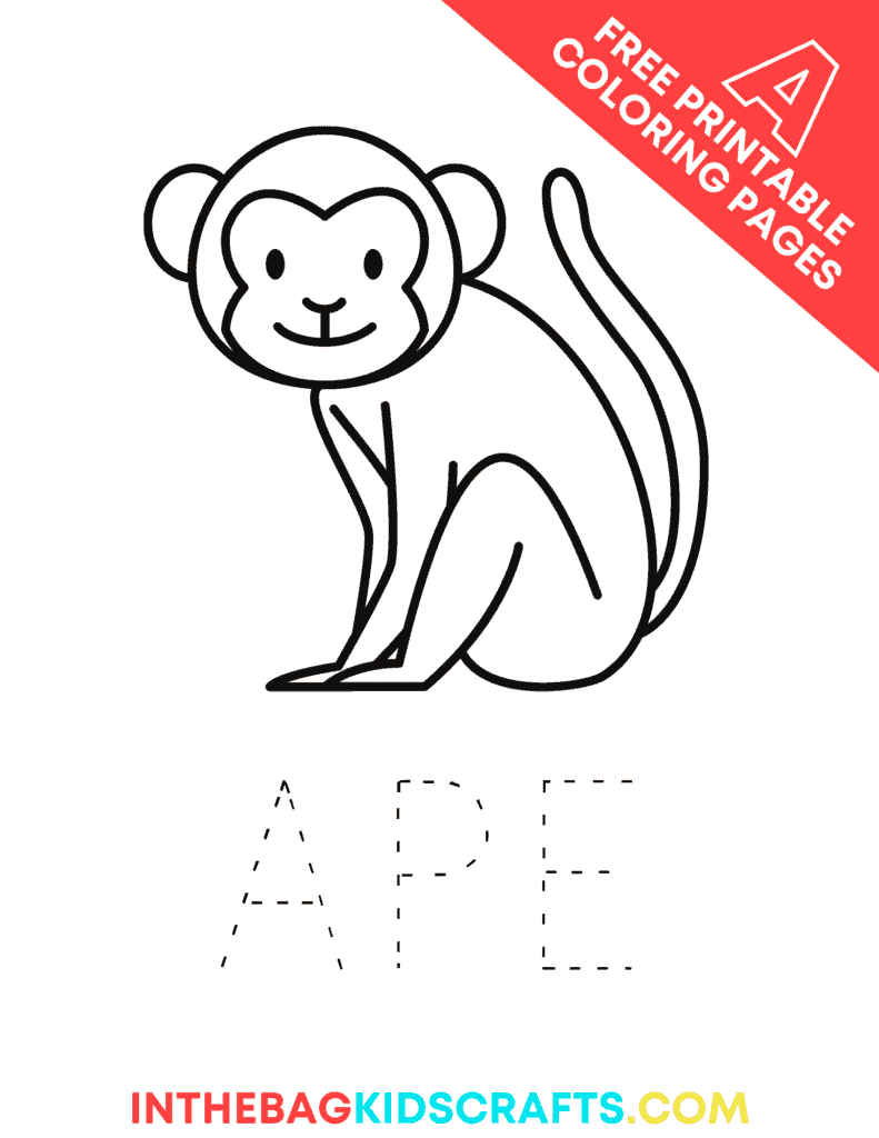 letter A coloring page A is for Ape 