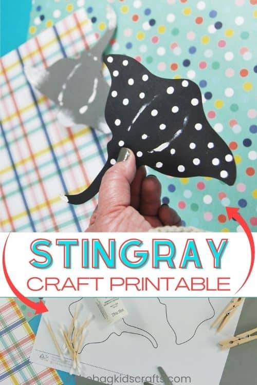 A hand holds a spotted paper stingray craft, perfect for an ocean crafts for kids activity and an easy paper craft project.