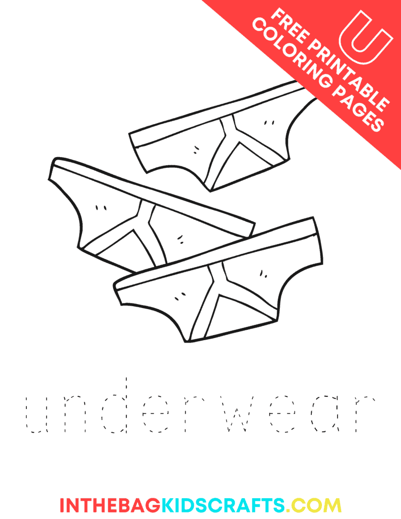 Letter U coloring pages U is for underwear
