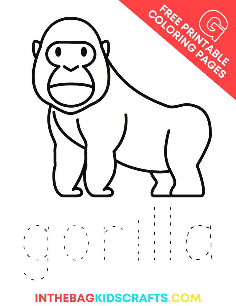 G is for gorilla coloring page 