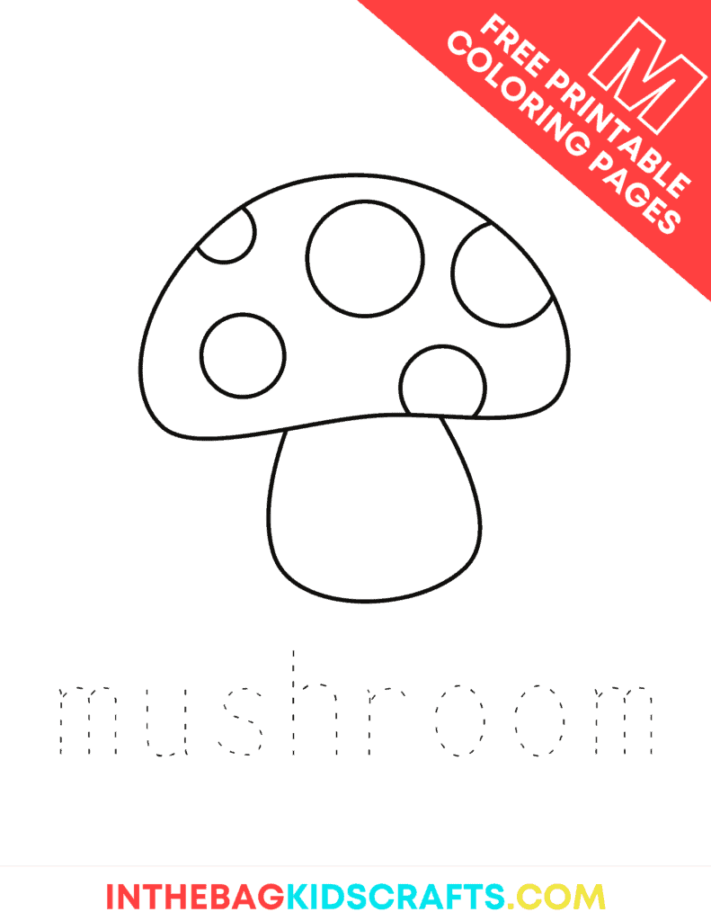 Letter M coloring page M is for mushroom 