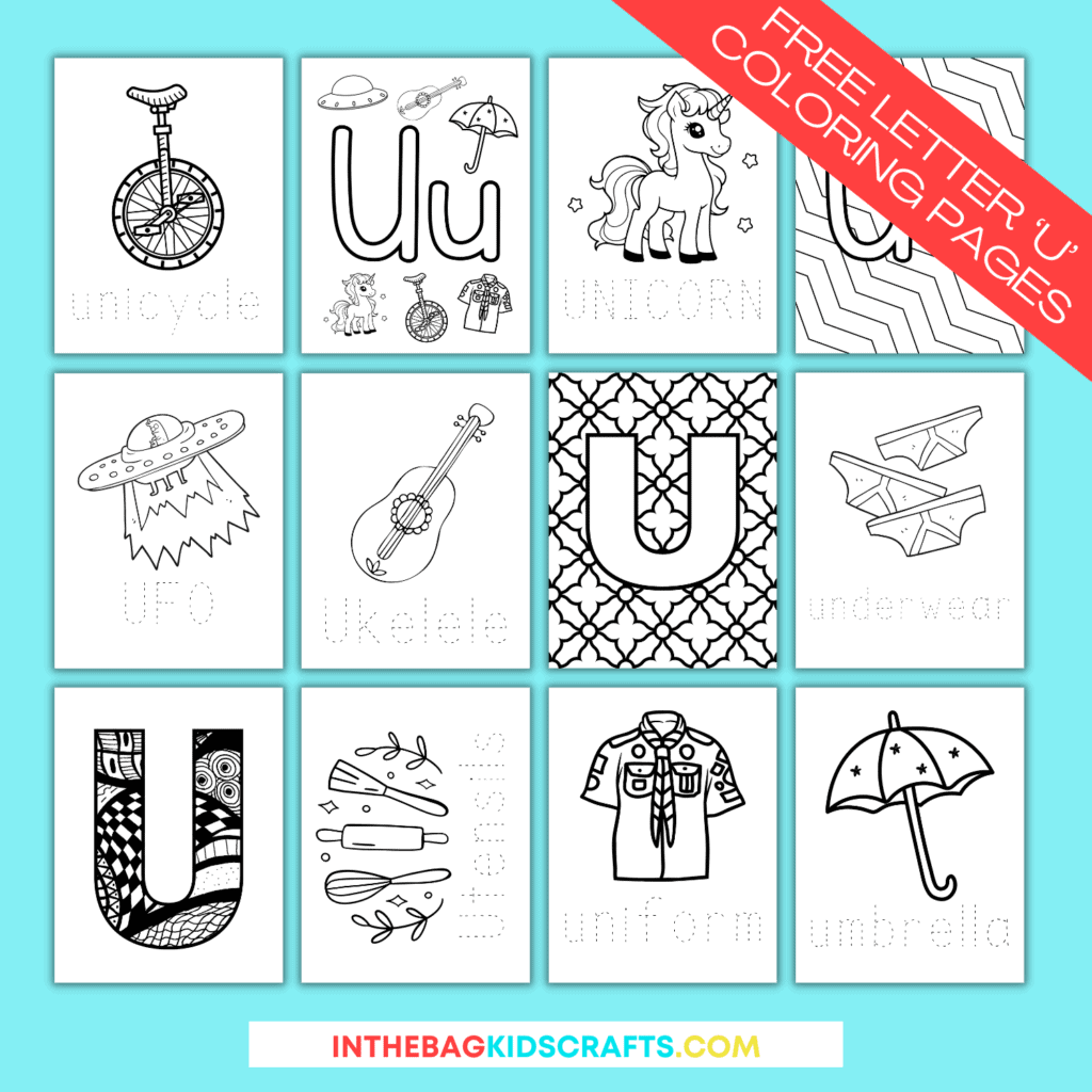 Letter U Coloring Pages for Toddlers and Preschoolers