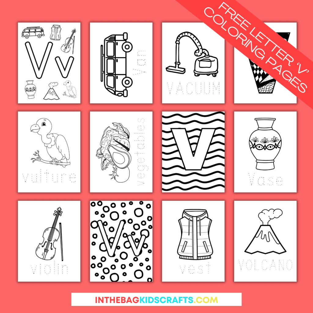 Letter V coloring pages 