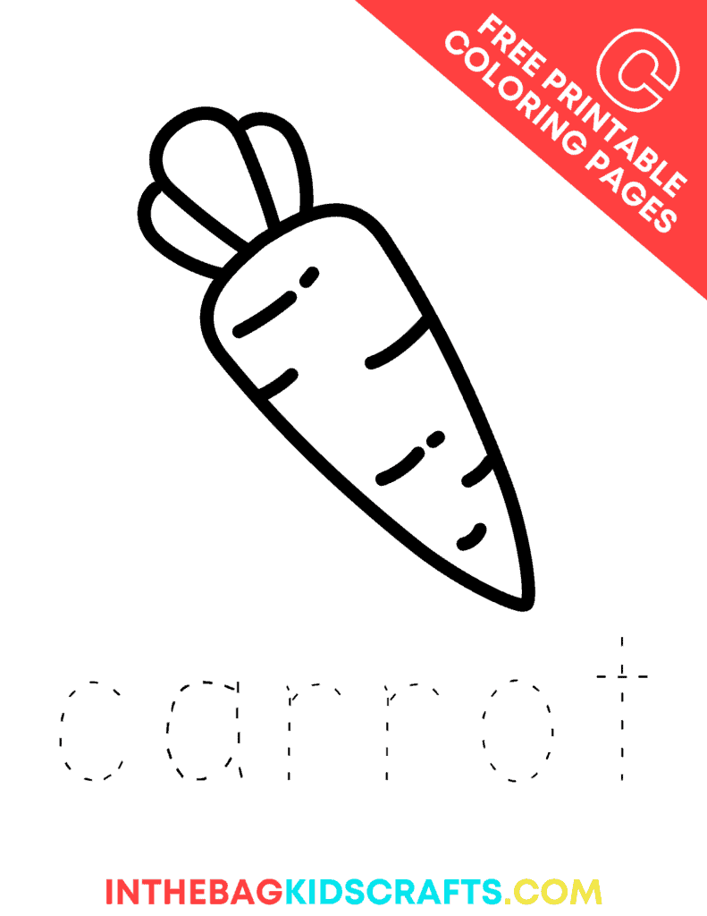 C is for carrot coloring page 