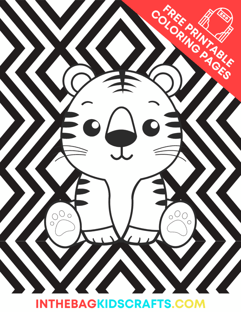 FREE Printable Zoo Coloring Pages for kids Tiger 