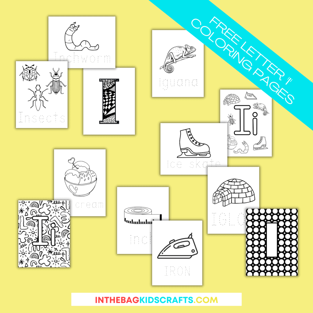 Letter I coloring pages for kids 