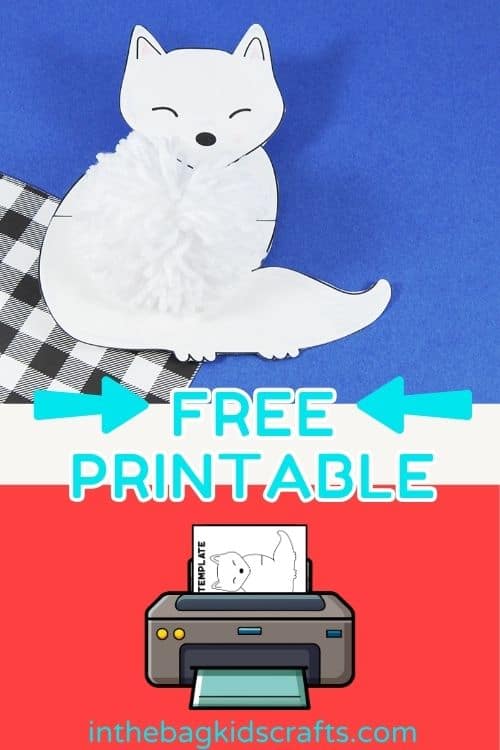 Arctic Fox Craft for kids with pompom center