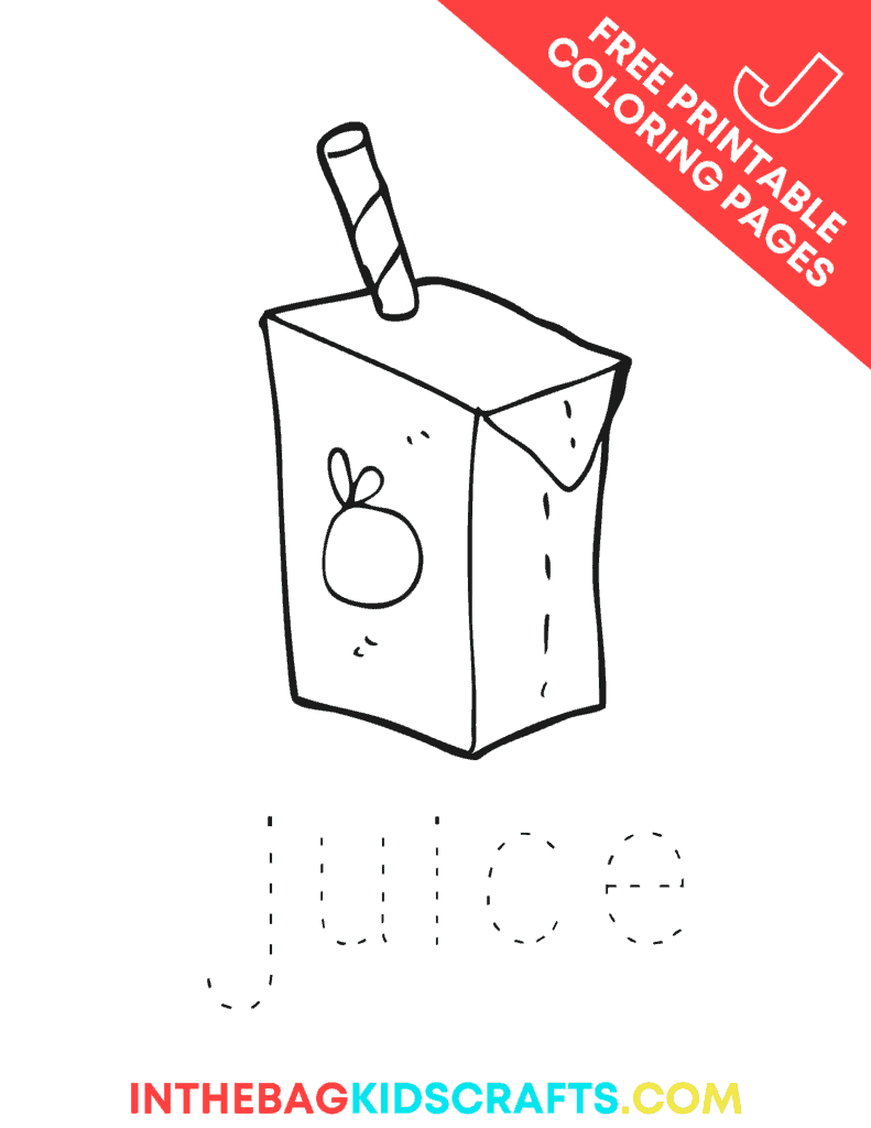 J is for juice coloring page 