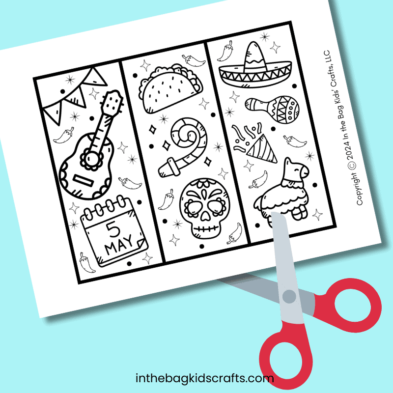 Cut out your Cinco de Mayo bookmarks 