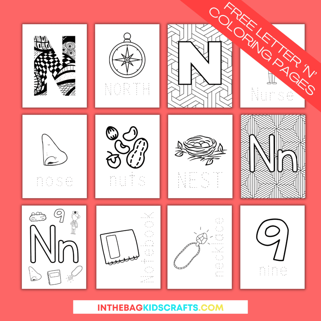 FREE Letter N Coloring Pages for Kids 