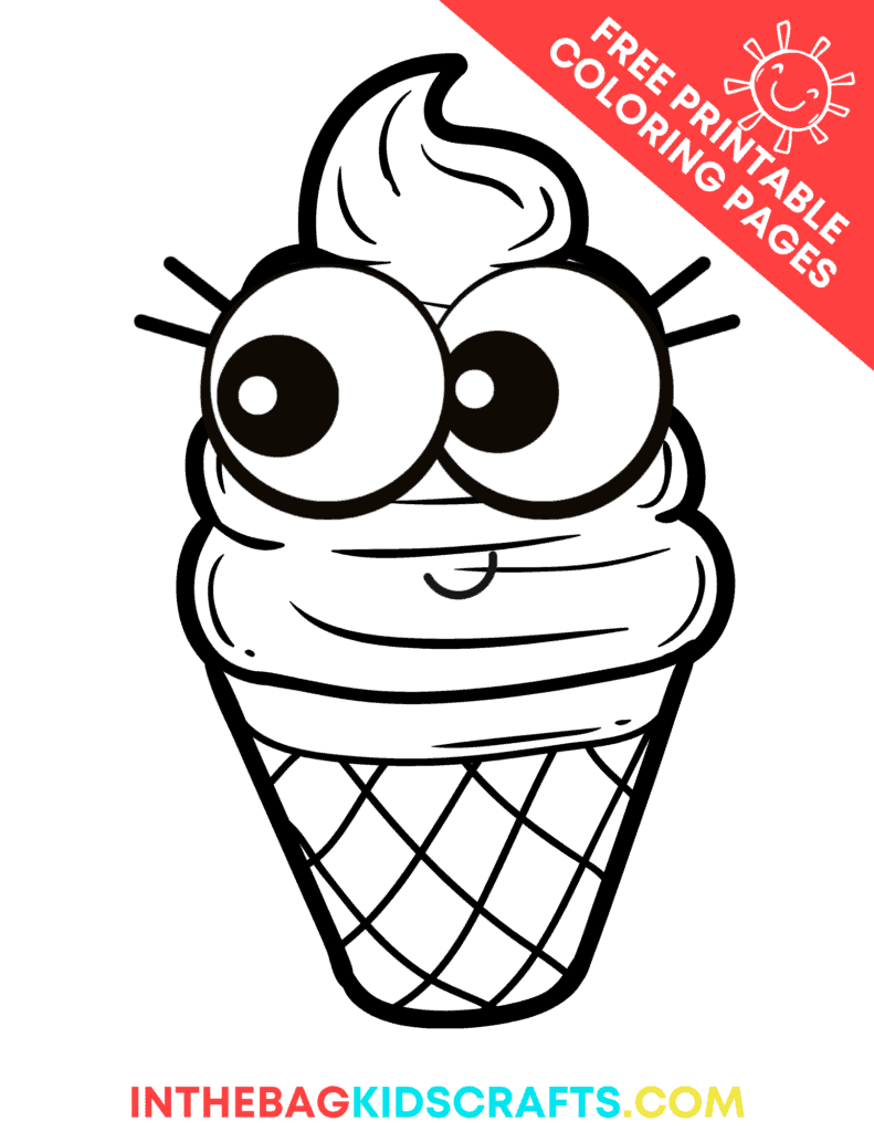 Ice cream cone Summer coloring page 