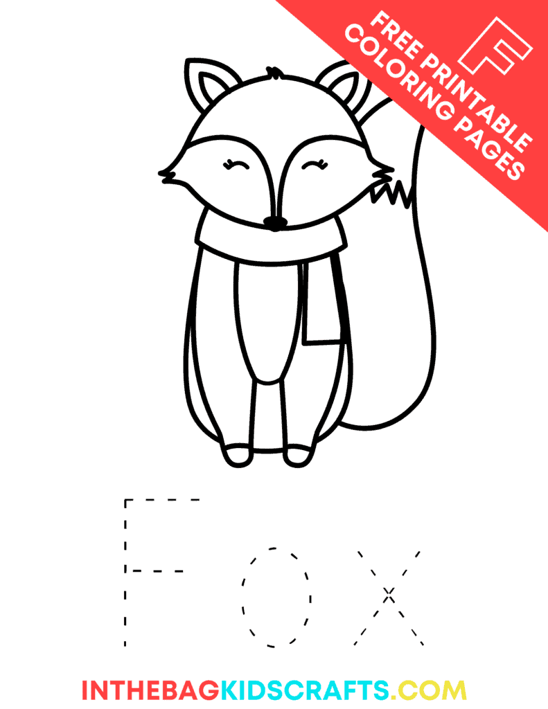 F is for Fox coloring page