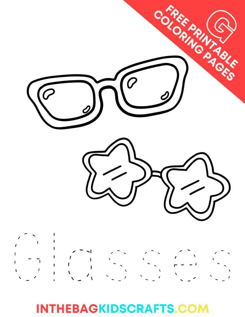 G is for glasses coloring page 