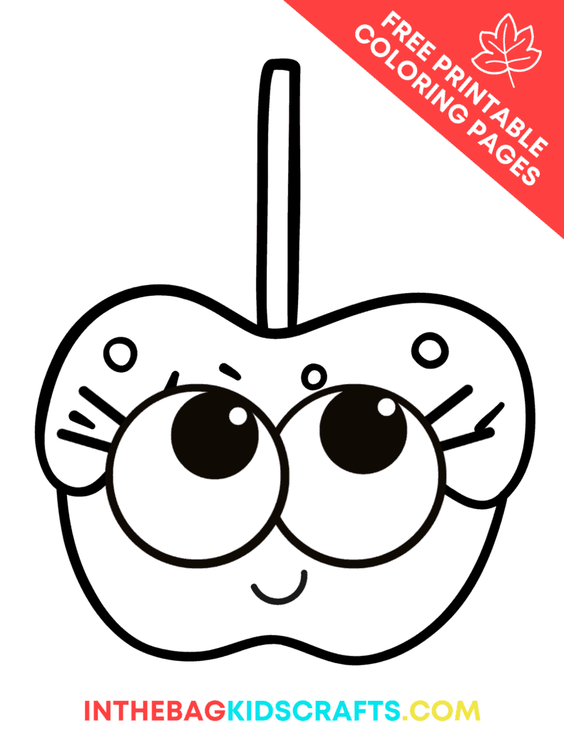 Candy apple coloring page part of Fall Coloring Pages for Kids collection