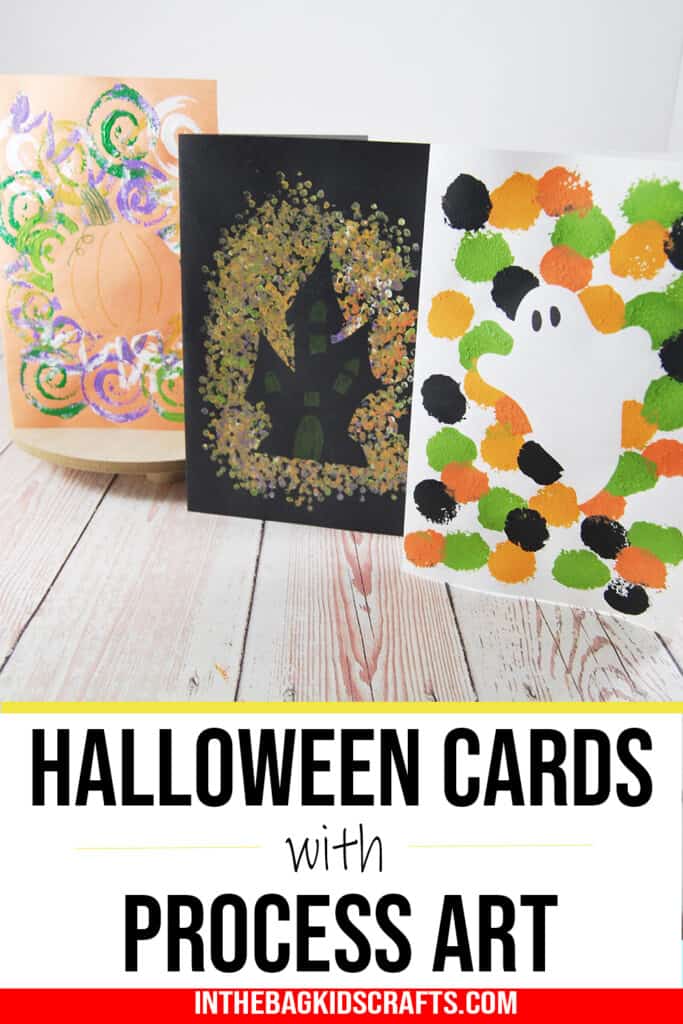 Halloween Craft for Kids cards with resist painting 
