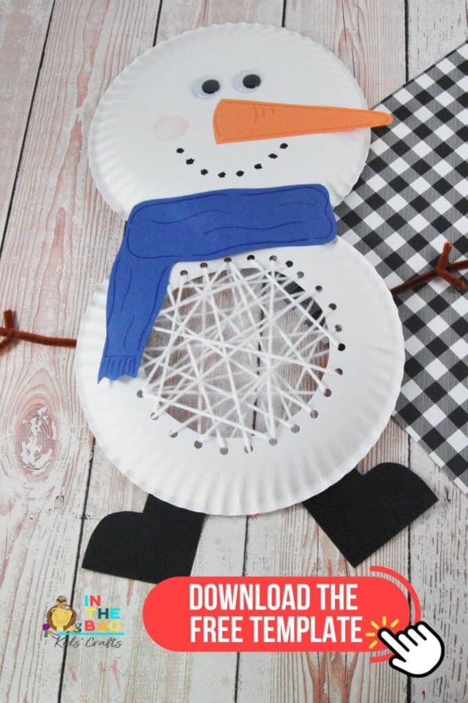 paper snowman craft for kids with lacing middle for fine motor skills 
