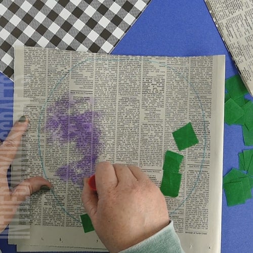 Earth Day craft made from recycled newspaper step 2