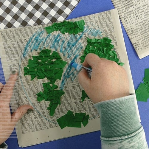 Recycled Newspaper Earth Day Craft step 4