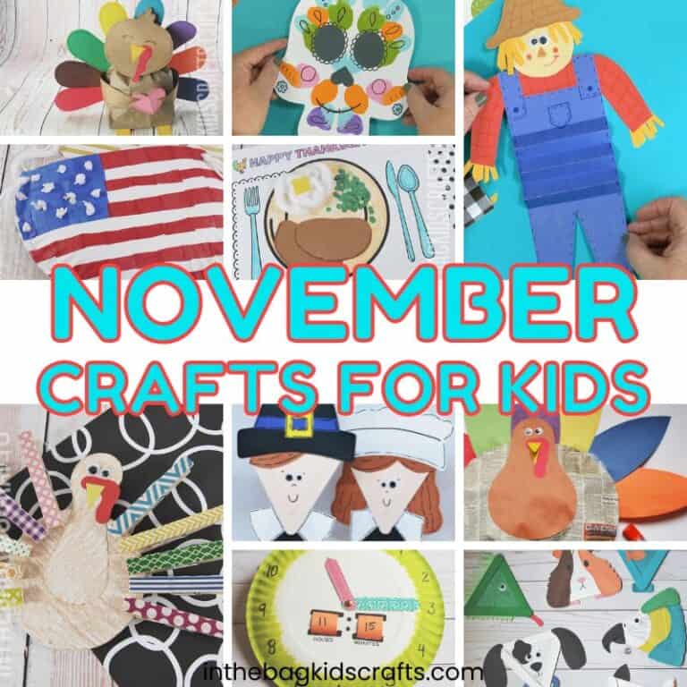 A colorful assortment of November crafts for kids, featuring easy and fun fall crafts, Thanksgiving crafts, and seasonal activities for creative play.