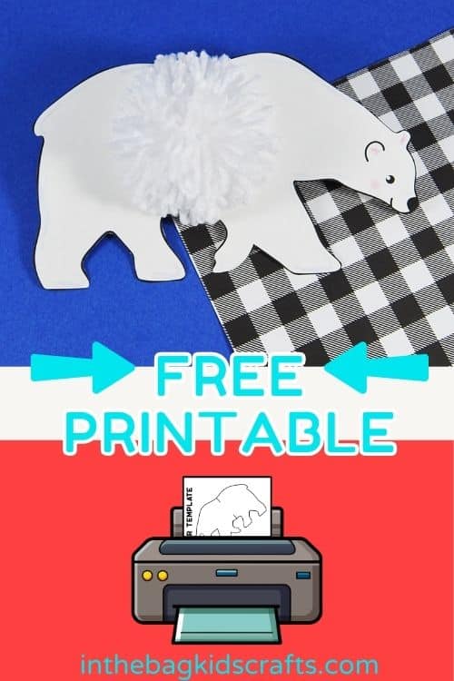 A colorful display of a free printable polar bear craft for kids, perfect for a fun and easy winter craft activity.
