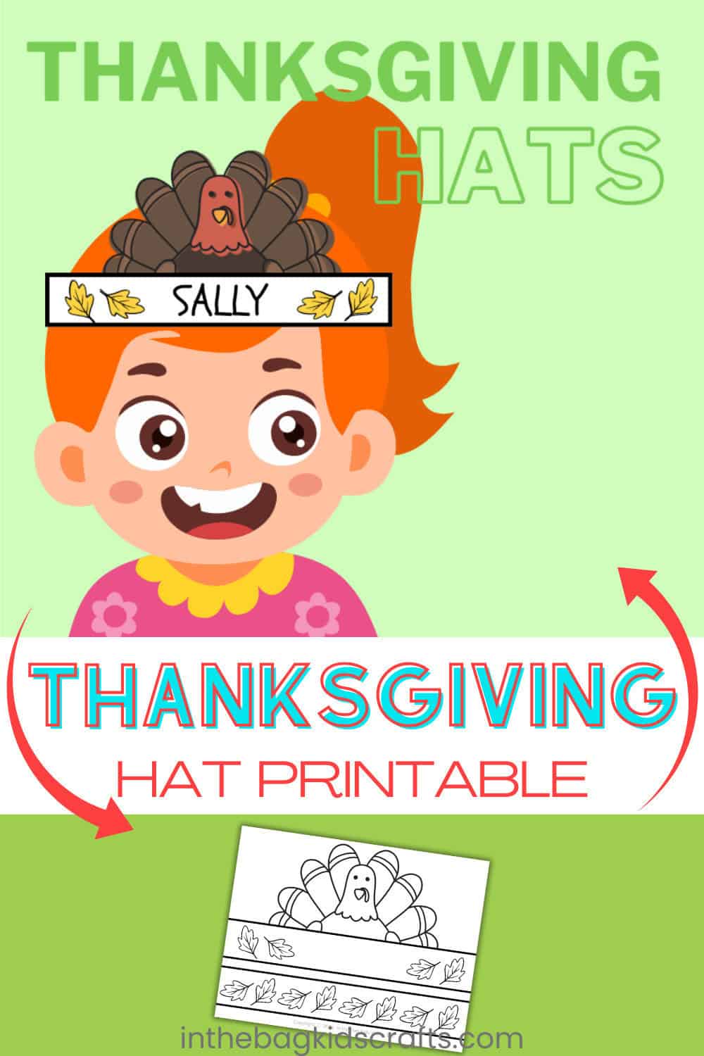 A colorful turkey craft for kids featuring a free printable hat design perfect for a fun Thanksgiving activity. 