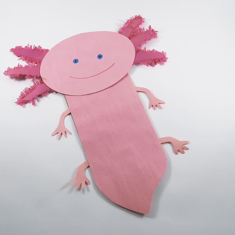 axolotl craft puppet for kids - Paper Bag Puppet