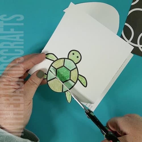 baby sea turtle craft step 5 cutting out the turtle 