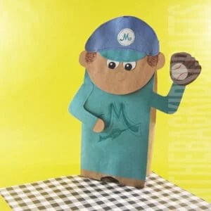 Baseball Craft Paper Bag Puppet Player